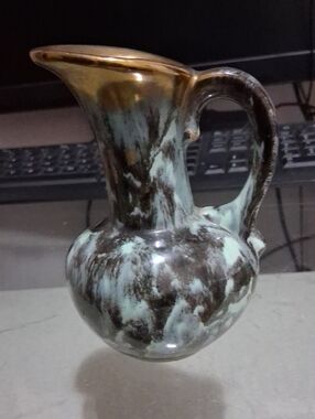 Vintage Pitcher vase Teal